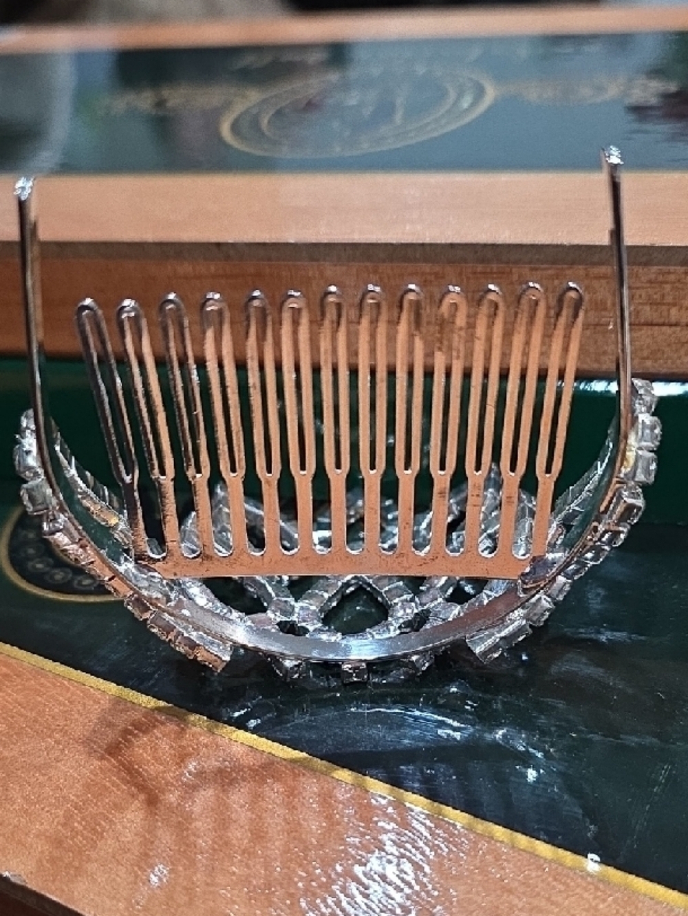 Austrian Rhinestone Lotus Pageant Tiara Crown with Combs - Picture 4 of 6